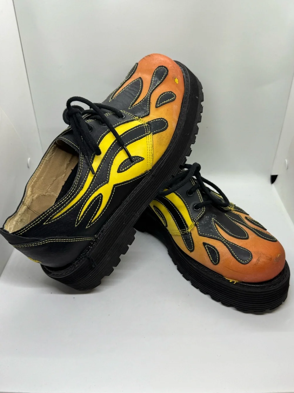 Sha Sha IS0008 G-Spot Tribal Flame Platform Shoes Hidden Stash Spot. Size 10.5 - Picture 2 of 7